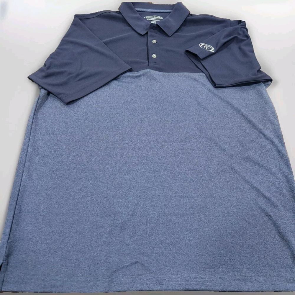 PEBBLE BEACH Premier Performance Polo Mens 2XL Short Sleeves Two Tone Blue NWOT